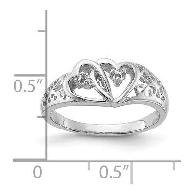 14K White Gold Diamond Heart Ring Mounting – view 3