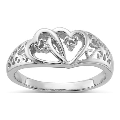 14K White Gold Diamond Heart Ring Mounting