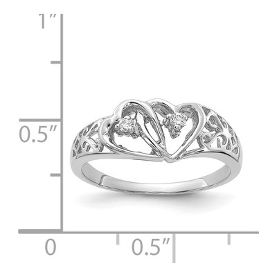 14K White Gold 1/20 ct tw Diamond Two Hearts Ring – view 3