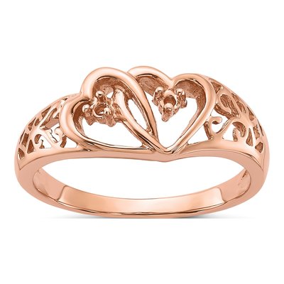 14K Rose Gold Heart Ring Mounting