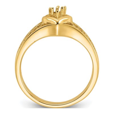 14K Yellow Gold Diamond Heart Ring Mounting – view 2