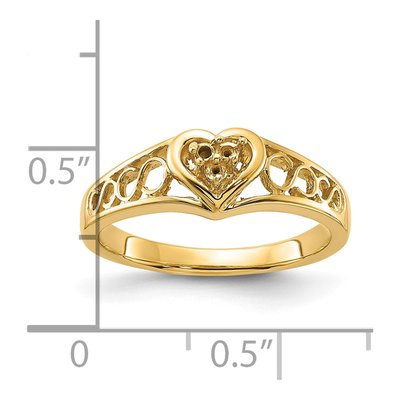 14K Yellow Gold Diamond Heart Ring Mounting – view 3