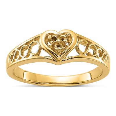 14K Yellow Gold Diamond Heart Ring Mounting