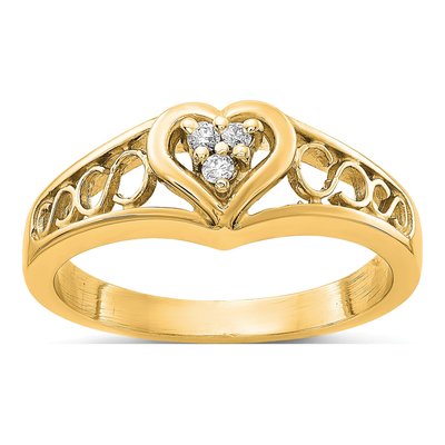 14K Yellow Gold 1/20 ct tw Diamond Heart Ring