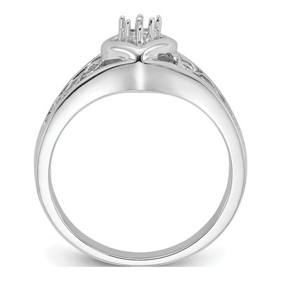 14K White Gold Diamond Heart Ring Mounting – view 2