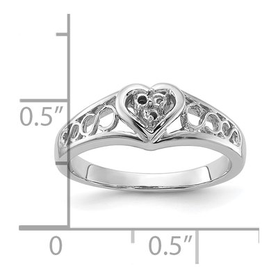14K White Gold Diamond Heart Ring Mounting – view 3