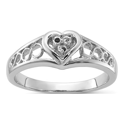 14K White Gold Diamond Heart Ring Mounting