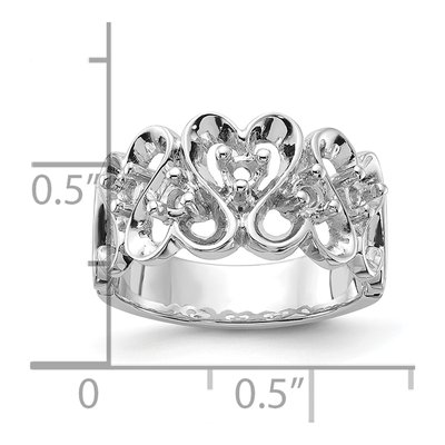 14K White Gold Heart-Motif Diamond Ring Mounting – view 3
