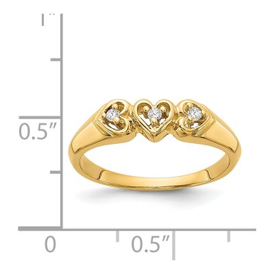 14K Yellow Gold 1/20 ct tw Diamond Triple Heart Ring – view 4