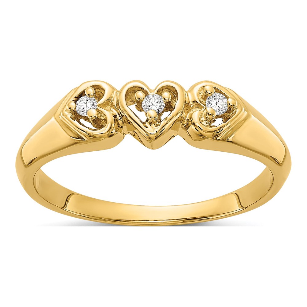 14K Yellow Gold 1/20 ct tw Diamond Triple Heart Ring