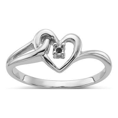 14K White Gold Heart Diamond Ring Mounting