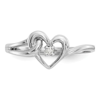 14K White Gold Diamond Heart Ring – view 5