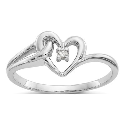 14K White Gold Diamond Heart Ring