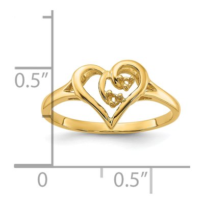 14K Yellow Gold Heart for Diamond Ring Mounting – view 3