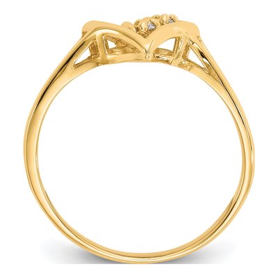 14K Yellow Gold Diamond Swirled Heart Ring – view 2