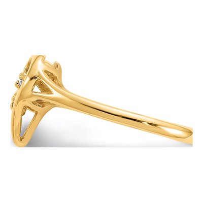 14K Yellow Gold Diamond Swirled Heart Ring – view 3