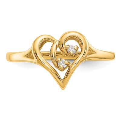 14K Yellow Gold Diamond Swirled Heart Ring – view 4