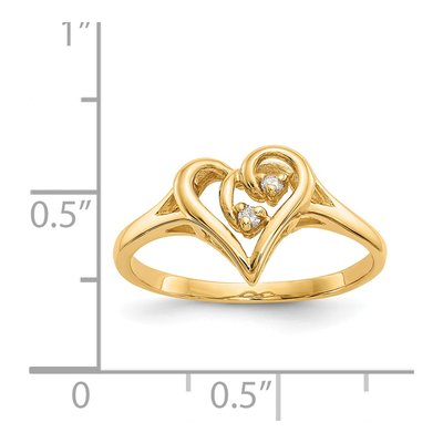 14K Yellow Gold Diamond Swirled Heart Ring – view 5