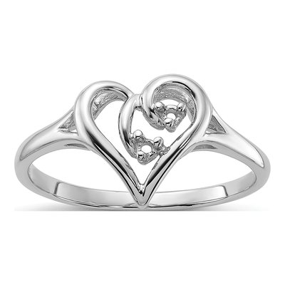 14K White Gold Heart Ring Mounting