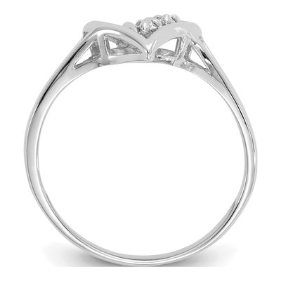 14K White Gold Diamond Swirled Heart Ring – view 3
