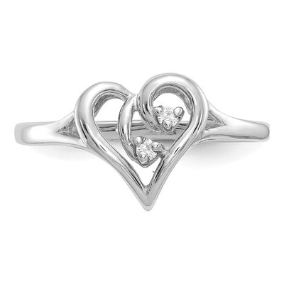 14K White Gold Diamond Swirled Heart Ring – view 5