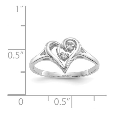 14K White Gold Diamond Swirled Heart Ring – view 6