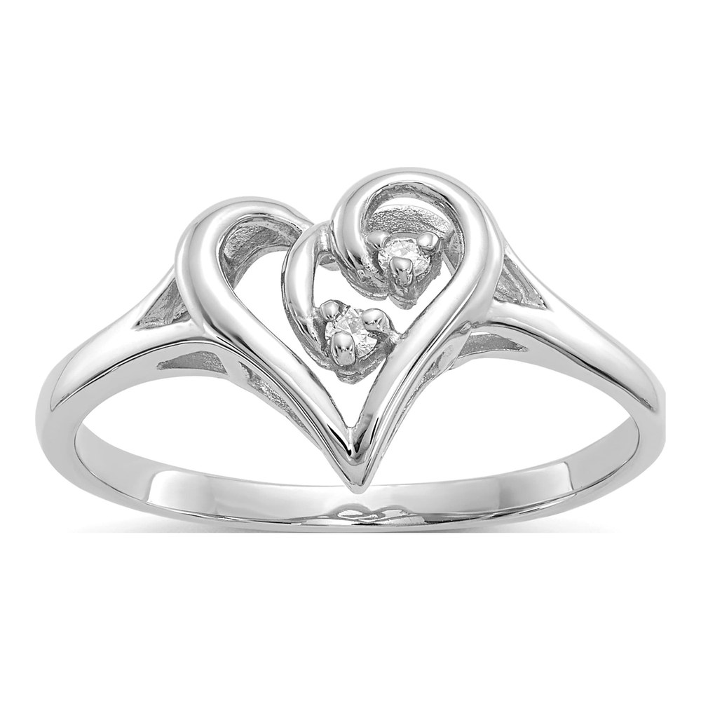 14K White Gold Diamond Swirled Heart Ring