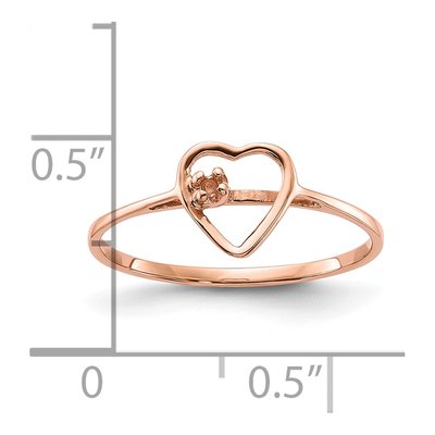 14K Rose Gold Heart Ring Mounting – view 3