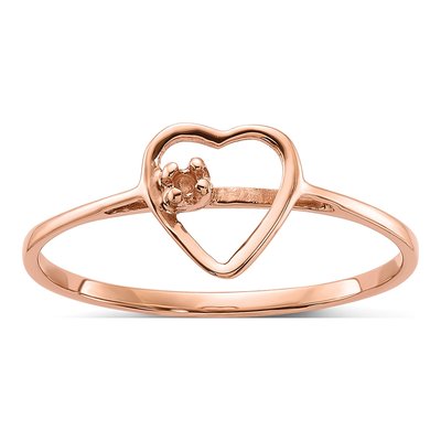 14K Rose Gold Heart Ring Mounting