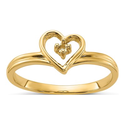 14K Yellow Gold Heart Ring Mounting