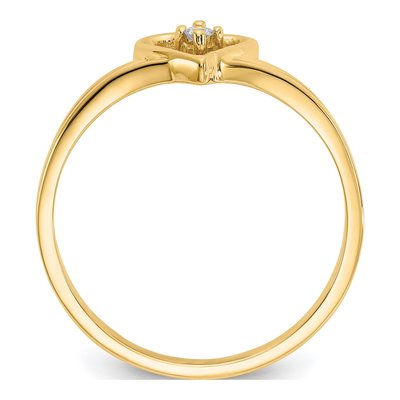 14K Yellow Gold Diamond Heart Ring – view 2
