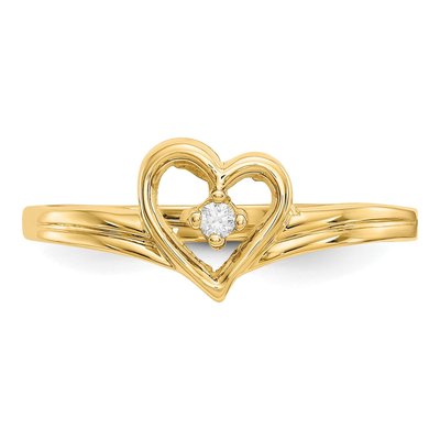14K Yellow Gold Diamond Heart Ring – view 4