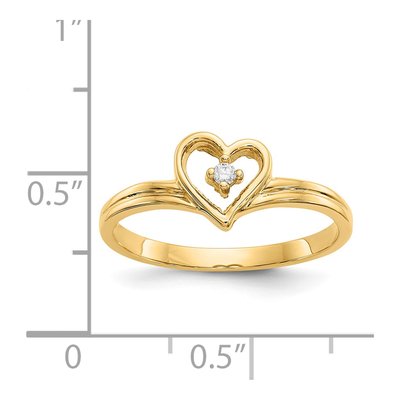 14K Yellow Gold Diamond Heart Ring – view 5