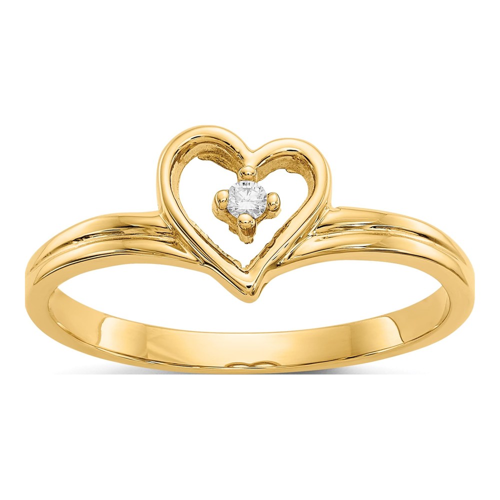 14K Yellow Gold Diamond Heart Ring