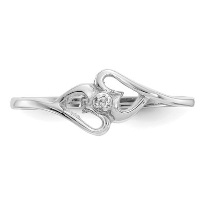 14K White Gold Diamond Two Hearts Ring – view 5