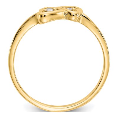 14K Yellow Gold 1/20 ct tw Diamond Two Hearts Ring – view 2