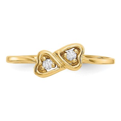 14K Yellow Gold 1/20 ct tw Diamond Two Hearts Ring – view 4