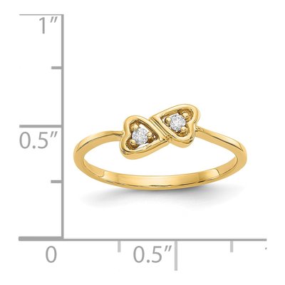 14K Yellow Gold 1/20 ct tw Diamond Two Hearts Ring – view 5