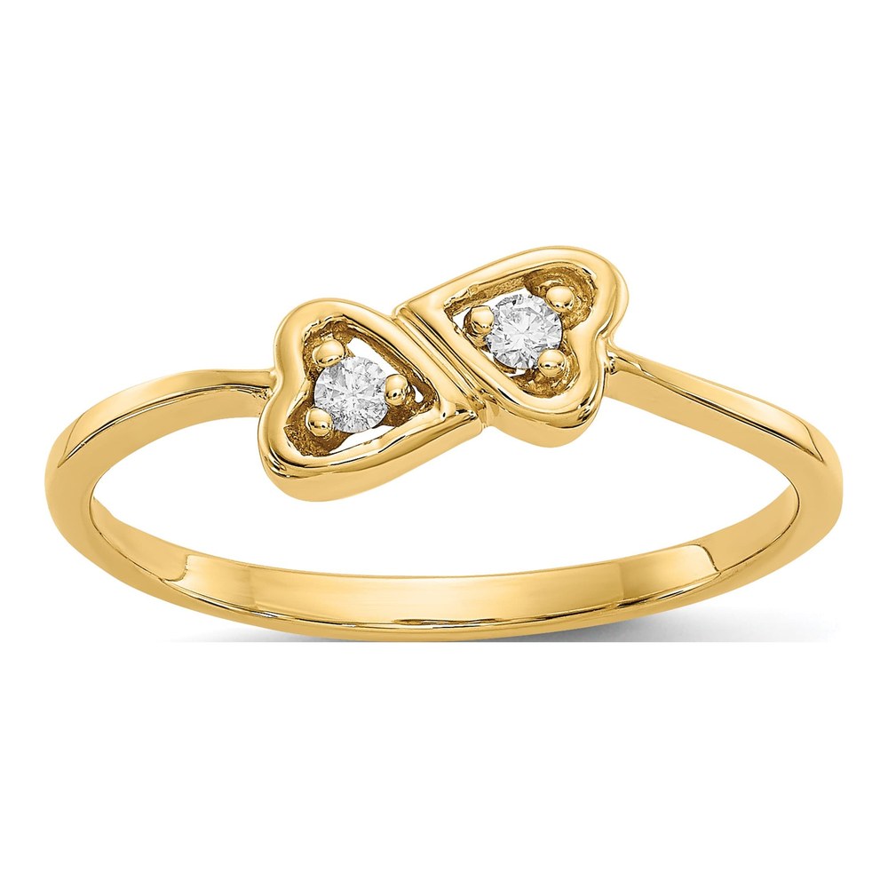 14K Yellow Gold 1/20 ct tw Diamond Two Hearts Ring