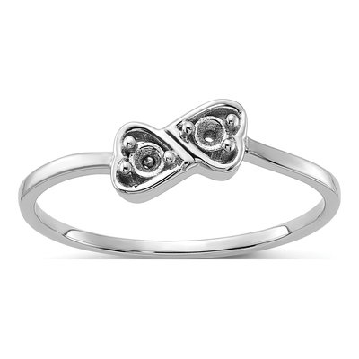 14K White Gold Heart Ring Mounting