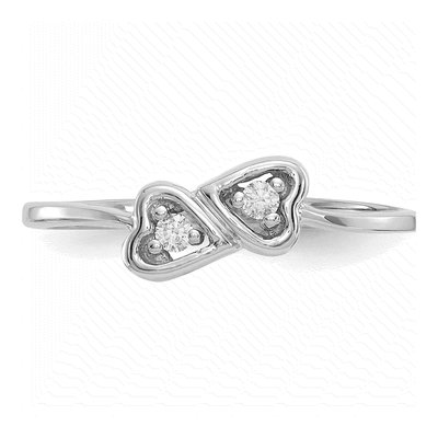 14K White Gold 1/20 ct tw Diamond Two Hearts Ring – view 5