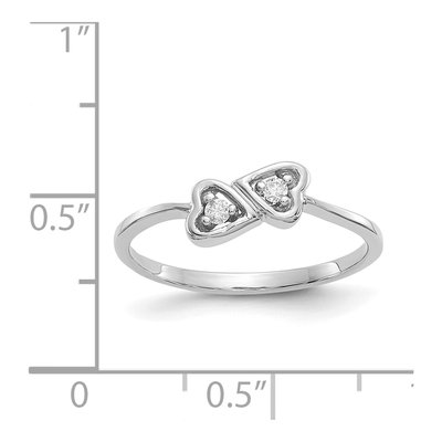 14K White Gold 1/20 ct tw Diamond Two Hearts Ring – view 6