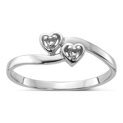 14K White Gold Heart Ring Mounting