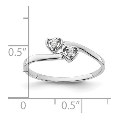 14K White Gold Diamond Two Hearts Ring – view 5