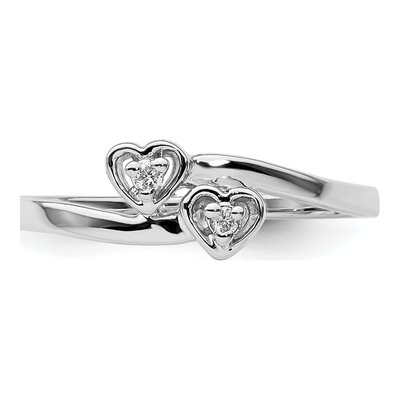 14K White Gold Diamond Two Hearts Ring – view 6