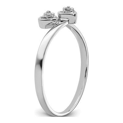 14K White Gold Diamond Two Hearts Ring – view 8