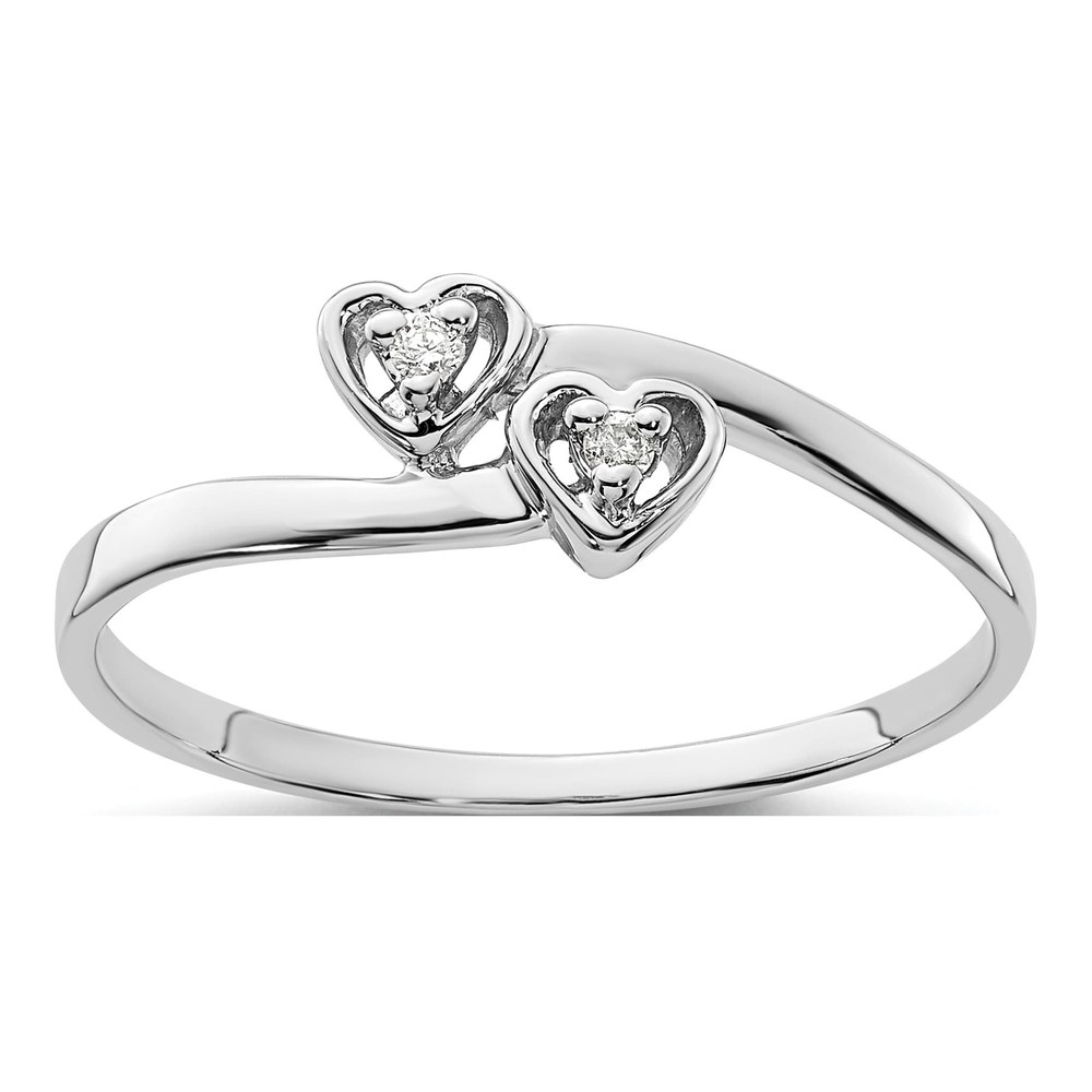 14K White Gold Diamond Two Hearts Ring
