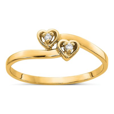 14K Yellow Gold Two Hearts Diamond Ring Mounting