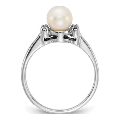 14K White Gold Freshwater Cultured Pearl & Diamond Ring – view 2