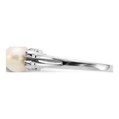 14K White Gold Freshwater Cultured Pearl & Diamond Ring – view 3